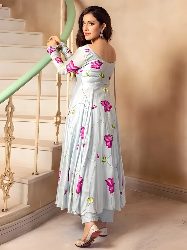 Sky_Blue_Digital_Printed_Flared_Kurti_with_Attached_Dupatta
